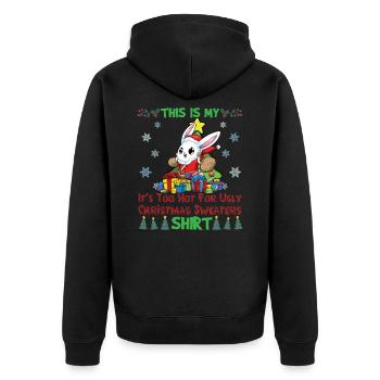 This Is My It's Too Hot For Ugly Christmas Sweater - Unisex Premium Organic Zip Hoodie - black - Back - Nico (187cm)