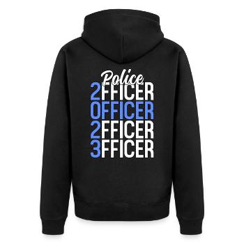 Stolzer Polizist Akademie Abschluss Thin Blue - Unisex Premium Bio Zip Hoodie - Schwarz - Hinten - Nico (187cm)
