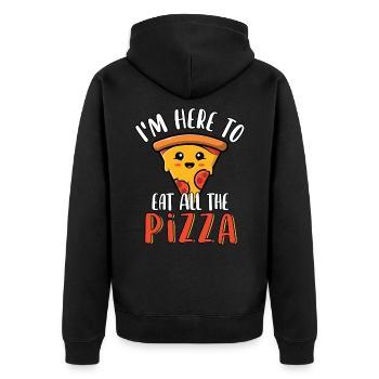 Je suis ici pour manger toute la tranche de pizza mignonne drôle - Veste à capuche bio Premium Unisexe - noir - Dos - Nico (187cm)