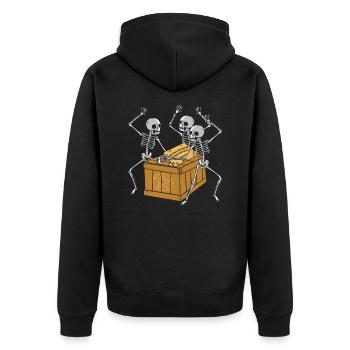 Retro-Halloween-Skelett, das Ouija-Horror spielt - Unisex Premium Bio Zip Hoodie - Schwarz - Hinten - Nico (187cm)