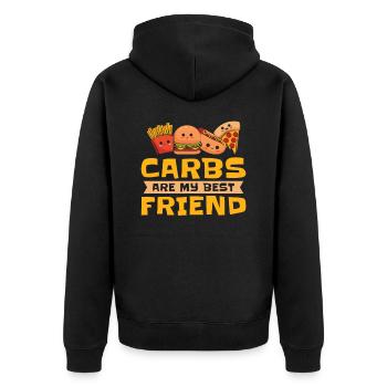 Kohlenhydrate Bester Freund Fast Food Gesundheit - Unisex Premium Bio Zip Hoodie - Schwarz - Hinten - Nico (187cm)