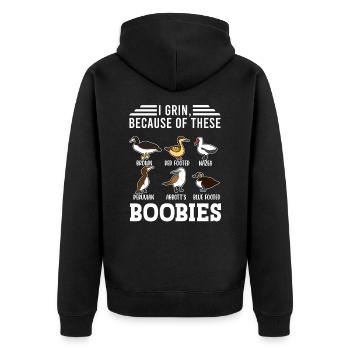 Funny Booby Seabirds Collection - Unisex Premium Organic Zip Hoodie - black - Back - Nico (187cm)