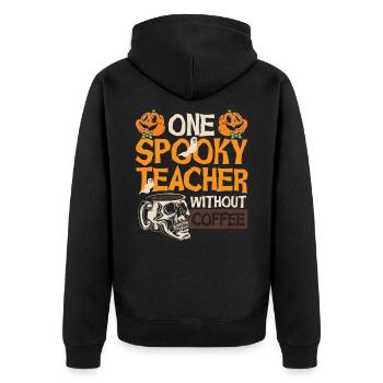 One Spooky Teacher Without Coffee Halloween Coffe - Unisex Premium Bio Zip Hoodie - Schwarz - Hinten - Nico (187cm)