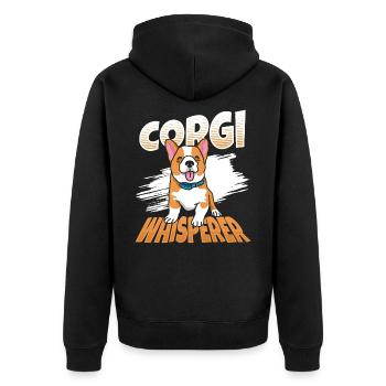Corgi Whisperer Dog Lover Welsh Corgi - Unisex Premium Organic Zip Hoodie - black - Back - Nico (187cm)
