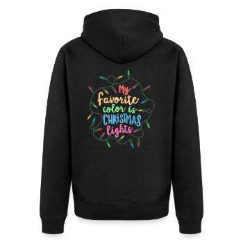 Meine Lieblingsfarbe ist Weihnachtsbeleuchtung Weihnachten - Unisex Premium Bio Zip Hoodie - Schwarz - Hinten - Nico (187cm)