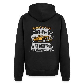Amazing Tow Truck Driver Trucking Operator - Unisex Premium Bio Zip Hoodie - Schwarz - Hinten - Nico (187cm)