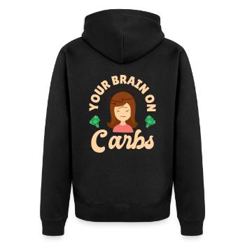 Keto-Diät Keto-Lebensmittel Ernährungsberater - Unisex Premium Bio Zip Hoodie - Schwarz - Hinten - Nico (187cm)