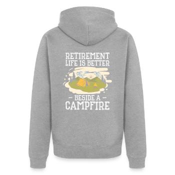 Ruhestand Leben Camping Outdoor Reisende Camper - Unisex Premium Bio Zip Hoodie - Grau meliert - Hinten - Nico (187cm)