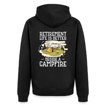 Ruhestand Leben Camping Outdoor Reisende Camper - Unisex Premium Bio Zip Hoodie - Schwarz - Hinten - Nico (187cm)