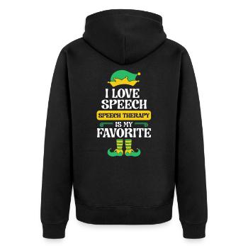 Speech Therapy Elf Christmas School Therapist SLP - Unisex Premium Organic Zip Hoodie - black - Back - Nico (187cm)