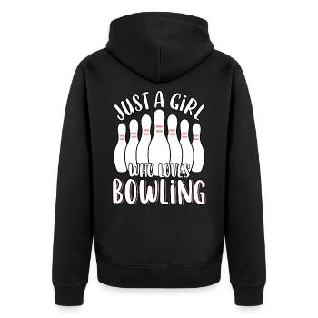 Just A Girl Who Loves Bowling Cute Women's - Unisex Premium Organic Zip Hoodie - black - Back - Nico (187cm)