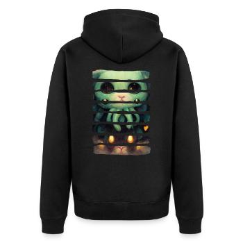 Cute Cthulhu Cathulhu Funny Lovecraft Horror Cat - Unisex Premium Organic Zip Hoodie - black - Back - Nico (187cm)