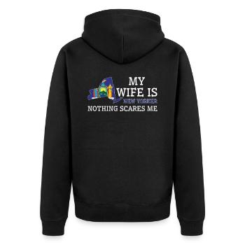 Nichts macht mir Angst New Yorker Ehefrau New York - Unisex Premium Bio Zip Hoodie - Schwarz - Hinten - Nico (187cm)