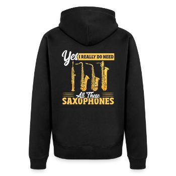 Saxophone Saxophones Jazz Player Marching Band Sym - Unisex Premium Bio Zip Hoodie - Schwarz - Hinten - Nico (187cm)