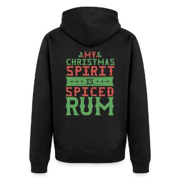 Christmas Spirit ist Spiced Rum Funny Bar - Unisex Premium Bio Zip Hoodie - Schwarz - Hinten - Nico (187cm)