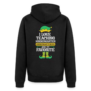 Kindergärtnerin Elf Weihnachten Kinder Ich liebe - Unisex Premium Bio Zip Hoodie - Schwarz - Hinten - Nico (187cm)