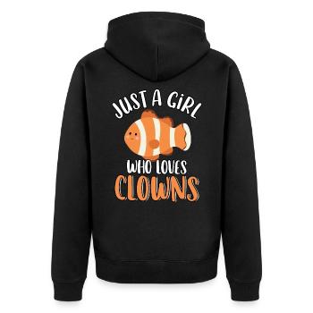 Nur ein Mädchen, das Clownfisch süßes liebt - Unisex Premium Bio Zip Hoodie - Schwarz - Hinten - Nico (187cm)