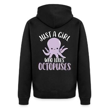Just A Girl Who Loves Octopuses Cute Funny Marine - Unisex Premium Organic Zip Hoodie - black - Back - Nico (187cm)