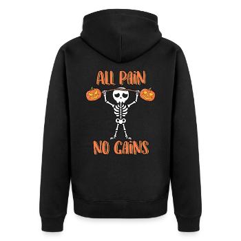 Alle Schmerzen Keine Gewinne Lustiges Skelett Halloween - Unisex Premium Bio Zip Hoodie - Schwarz - Hinten - Nico (187cm)