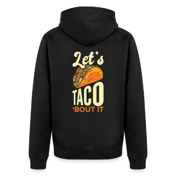 Fast Food Taco Cheesy Humorvolles Wortspiel - Unisex Premium Bio Zip Hoodie - Schwarz - Hinten - Nico (187cm)