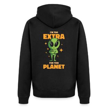 Alien Extrovert Extraterrestrial Beings Cool Alien - Unisex Premium Organic Zip Hoodie - black - Back - Nico (187cm)