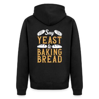 Bäcker Hefe Shirt Laib Brot Bäckerei Konditorei - Unisex Premium Bio Zip Hoodie - Schwarz - Hinten - Nico (187cm)