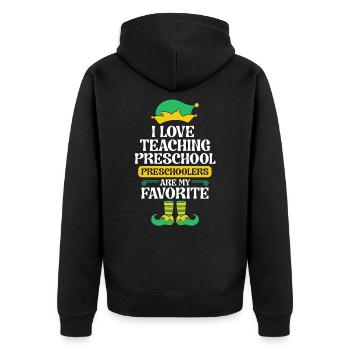 Vorschullehrer Elf Weihnachten Pre-K Schule I - Unisex Premium Bio Zip Hoodie - Schwarz - Hinten - Nico (187cm)