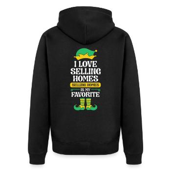 Immobilienmakler Christmas Elf Team, das ich liebe - Unisex Premium Bio Zip Hoodie - Schwarz - Hinten - Nico (187cm)