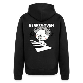 Funny Beethoven Cute Bear Playing Piano Classical - Unisex Premium Organic Zip Hoodie - black - Back - Nico (187cm)