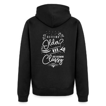 Stilvolle Großeltern Vintage Typografie Klassisch - Unisex Premium Bio Zip Hoodie - Schwarz - Hinten - Nico (187cm)