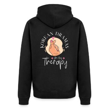 Kdrama Binge Watching Korean Drama Therapy Kpop - Unisex Premium Organic Zip Hoodie - black - Back - Nico (187cm)