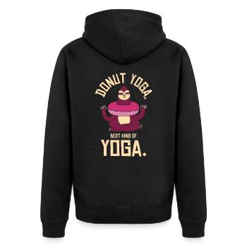 Donut Yoga Faultier Donut Faultier Liebhaber Yoga - Unisex Premium Bio Zip Hoodie - Schwarz - Hinten - Nico (187cm)