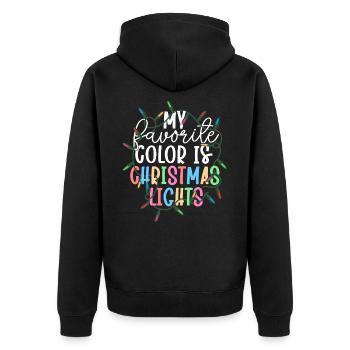 Meine Lieblingsfarbe ist Weihnachtsbeleuchtung Weihnachten - Unisex Premium Bio Zip Hoodie - Schwarz - Hinten - Nico (187cm)