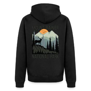Mount Rainier National Park Berge Hirsche - Unisex Premium Bio Zip Hoodie - Schwarz - Hinten - Nico (187cm)