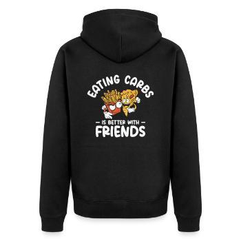 Kohlenhydrate Fast Food Freundschaft Foodie Essen - Unisex Premium Bio Zip Hoodie - Schwarz - Hinten - Nico (187cm)