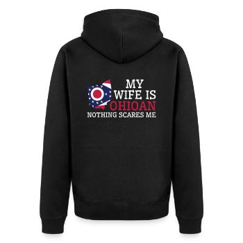 Nichts macht mir Angst Ohioan Wife Ohio - Unisex Premium Bio Zip Hoodie - Schwarz - Hinten - Nico (187cm)