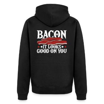 Petit-déjeuner Speck Schinekn Sau - Veste à capuche bio Premium Unisexe - noir - Dos - Nico (187cm)