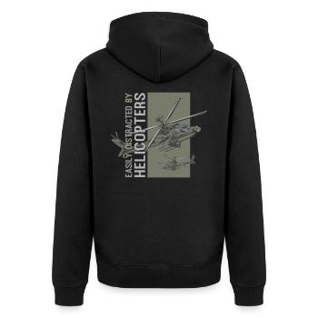 Facilement distrait par les hélicoptères drôles militaires - Veste à capuche bio Premium Unisexe - noir - Dos - Nico (187cm)