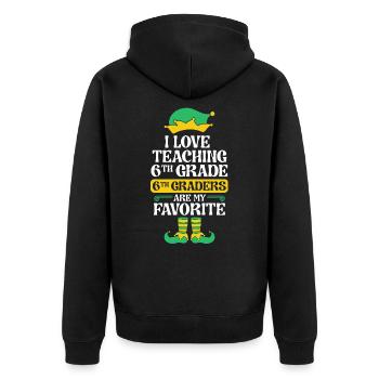 6. Klasse Lehrerin Elf Weihnachtsfeier I - Unisex Premium Bio Zip Hoodie - Schwarz - Hinten - Nico (187cm)