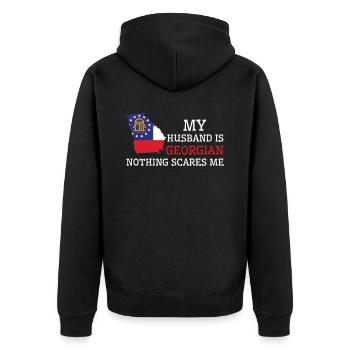Rien ne me fait peur mari géorgien - Veste à capuche bio Premium Unisexe - noir - Dos - Nico (187cm)