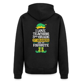 3rd Grade Teacher Elf Christmas School Party I - Unisex Premium Organic Zip Hoodie - black - Back - Nico (187cm)