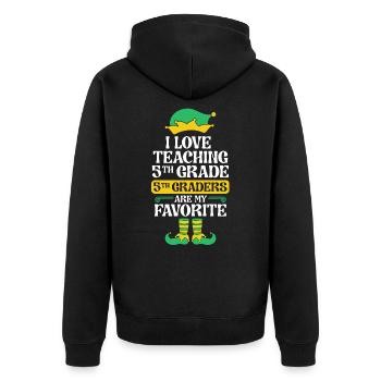 5th Grade Teacher Elf Christmas School Party I - Unisex Premium Organic Zip Hoodie - black - Back - Nico (187cm)