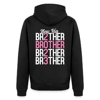 New Big Brother 2023 Pink Sibling Pregnancy - Unisex Premium Organic Zip Hoodie - black - Back - Nico (187cm)