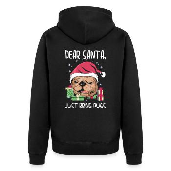 Lieber Weihnachtsmann Weihnachten Mops Urlaub - Unisex Premium Bio Zip Hoodie - Schwarz - Hinten - Nico (187cm)