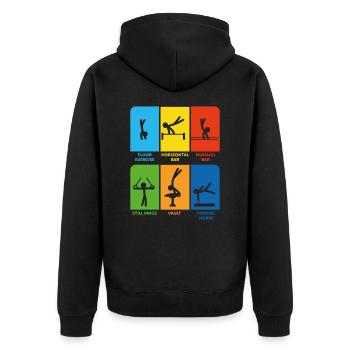 Gymnastik Männerturnen Veranstaltungen Turner - Unisex Premium Bio Zip Hoodie - Schwarz - Hinten - Nico (187cm)