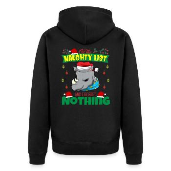 On The Naughty List And I Regret Nothing Santa - Unisex Premium Organic Zip Hoodie - black - Back - Nico (187cm)