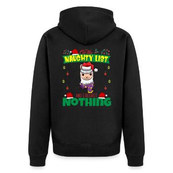 On The Naughty List And I Regret Nothing Santa - Unisex Premium Organic Zip Hoodie - black - Back - Nico (187cm)