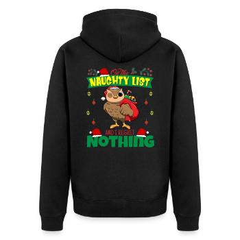 On The Naughty List And I Regret Nothing Santa - Unisex Premium Organic Zip Hoodie - black - Back - Nico (187cm)