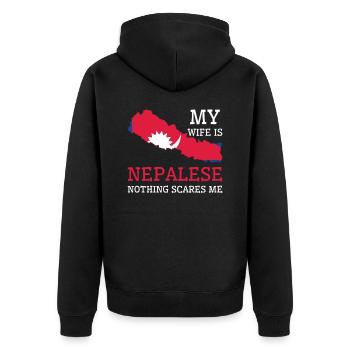 Nichts macht mir Angst Nepalesische Frau Nepal - Unisex Premium Bio Zip Hoodie - Schwarz - Hinten - Nico (187cm)