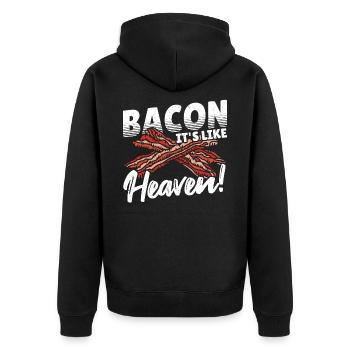 Bacon It's Like Heaven! Bacon Lover - Unisex Premium Organic Zip Hoodie - black - Back - Nico (187cm)